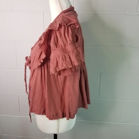 Free People angel flutter cross tie gauzy short sleeve top - Picture 7 of 14